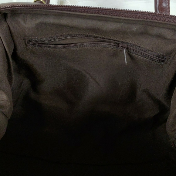 DV Brown Embossed Faux Leather 2 Handle Satchel - Picture 5 of 8